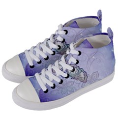 Wonderful Butterlies With Flowers Women s Mid-top Canvas Sneakers by FantasyWorld7