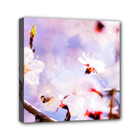 Pink Sakura Purple Background Mini Canvas 6  x 6 