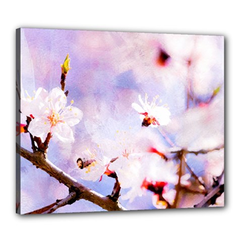 Pink Sakura Purple Background Canvas 24  x 20 