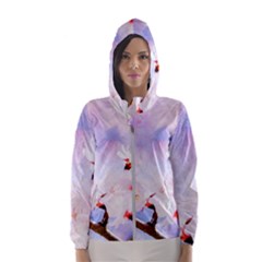 Pink Sakura Purple Background Hooded Windbreaker (Women)