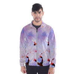 Pink Sakura Purple Background Windbreaker (Men)