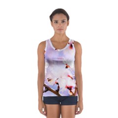 Pink Sakura Purple Background Sport Tank Top 