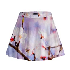 Pink Sakura Purple Background Mini Flare Skirt