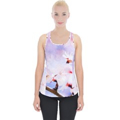 Pink Sakura Purple Background Piece Up Tank Top