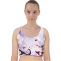 Pink Sakura Purple Background Velvet Racer Back Crop Top View1