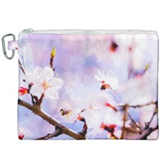 Pink Sakura Purple Background Canvas Cosmetic Bag (XXL)