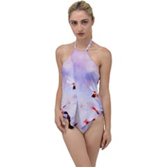 Pink Sakura Purple Background Go with the Flow One Piece Swimsuit