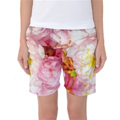 Pink Flowering Almond Flowers Women s Basketball Shorts by FunnyCow