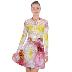 Pink Flowering Almond Flowers Long Sleeve Panel Dress by FunnyCow