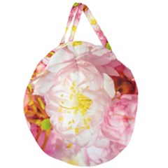 Pink Flowering Almond Flowers Giant Round Zipper Tote by FunnyCow