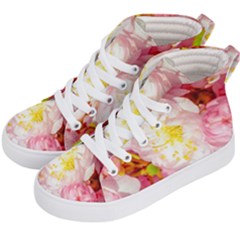 Pink Flowering Almond Flowers Kid s Hi-top Skate Sneakers by FunnyCow