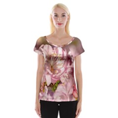 Beautiful Flowering Almond Cap Sleeve Tops by FunnyCow