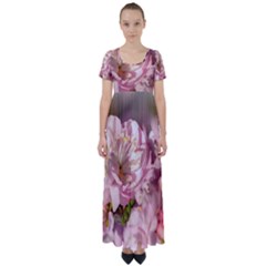 Beautiful Flowering Almond High Waist Short Sleeve Maxi Dress by FunnyCow