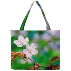 Sakura Flowers On Green Mini Tote Bag by FunnyCow