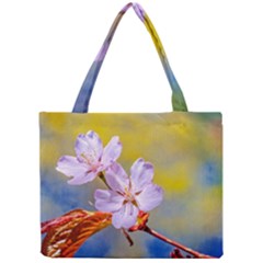 Sakura Flowers On Yellow Mini Tote Bag by FunnyCow