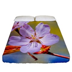 Sakura Flowers On Yellow Fitted Sheet (queen Size) by FunnyCow