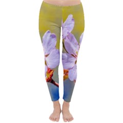 Sakura Flowers On Yellow Classic Winter Leggings by FunnyCow