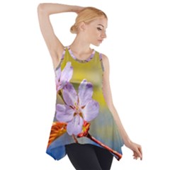 Sakura Flowers On Yellow Side Drop Tank Tunic by FunnyCow