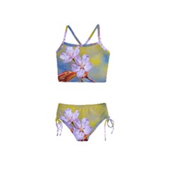 Sakura Flowers On Yellow Girls  Tankini Swimsuit by FunnyCow