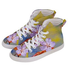 Sakura Flowers On Yellow Men s Hi-top Skate Sneakers by FunnyCow