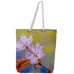 Sakura Flowers On Yellow Full Print Rope Handle Tote (large) by FunnyCow