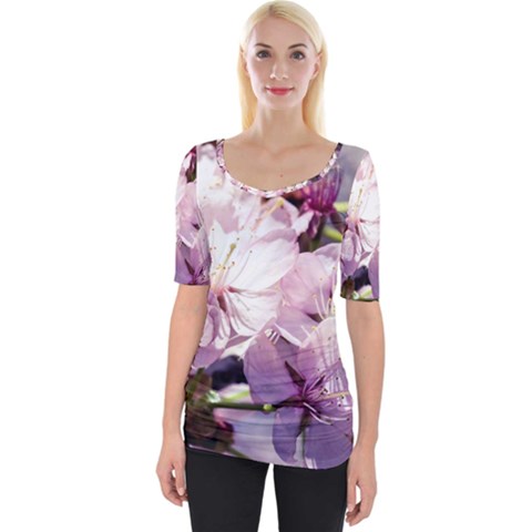 Sakura In The Shade Wide Neckline Tee by FunnyCow