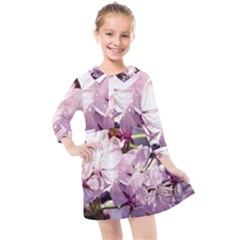 Sakura In The Shade Kids  Quarter Sleeve Shirt Dress by FunnyCow