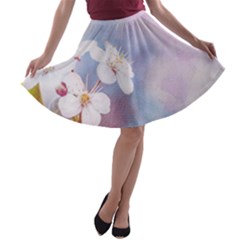 Pink Mist Of Sakura A-line Skater Skirt by FunnyCow