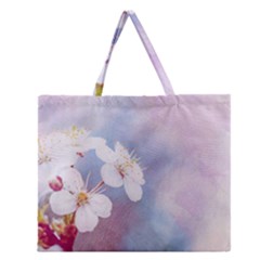 Pink Mist Of Sakura Zipper Large Tote Bag by FunnyCow