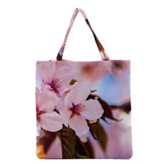 Three Sakura Flowers Grocery Tote Bag by FunnyCow