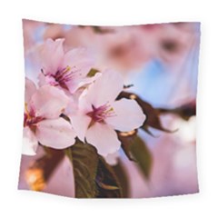 Three Sakura Flowers Square Tapestry (large) by FunnyCow