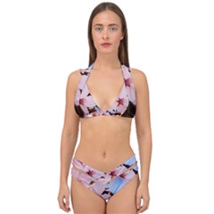 Three Sakura Flowers Double Strap Halter Bikini Set by FunnyCow