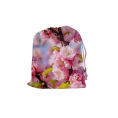 Flowering Almond Flowersg Drawstring Pouches (medium)  by FunnyCow