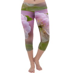 Single Almond Flower Capri Yoga Leggings by FunnyCow