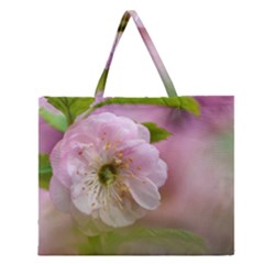 Single Almond Flower Zipper Large Tote Bag by FunnyCow