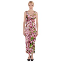 Almond Tree In Bloom Fitted Maxi Dress by FunnyCow