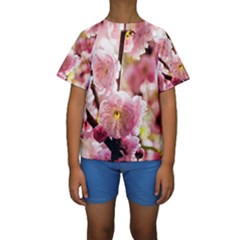 Blooming Almond At Sunset Kids  Short Sleeve Swimwear by FunnyCow