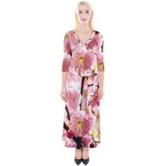 Blooming Almond At Sunset Quarter Sleeve Wrap Maxi Dress by FunnyCow