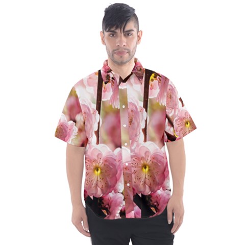 Blooming Almond At Sunset Men s Short Sleeve Shirt by FunnyCow