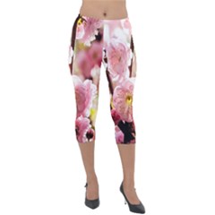 Blooming Almond At Sunset Lightweight Velour Capri Leggings  by FunnyCow