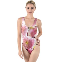 Blooming Almond At Sunset High Leg Strappy Swimsuit by FunnyCow