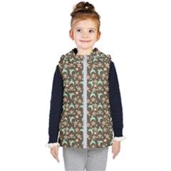 Brown With Blue Hats Kid s Hooded Puffer Vest by snowwhitegirl