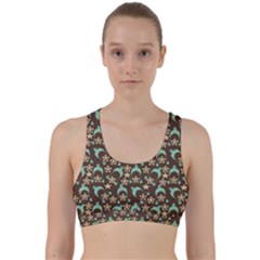 Brown With Blue Hats Back Weave Sports Bra