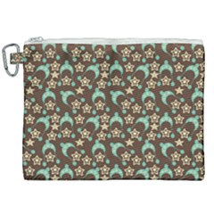 Brown With Blue Hats Canvas Cosmetic Bag (xxl)