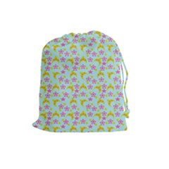 Blue Star Yellow Hats Drawstring Pouches (Large) 