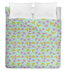 Blue Star Yellow Hats Duvet Cover Double Side (Queen Size)