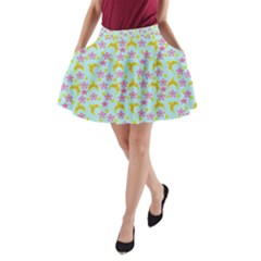 Blue Star Yellow Hats A-Line Pocket Skirt