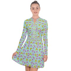 Blue Star Yellow Hats Long Sleeve Panel Dress