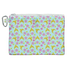 Blue Star Yellow Hats Canvas Cosmetic Bag (XL)