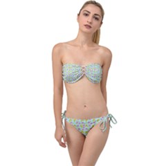 Blue Star Yellow Hats Twist Bandeau Bikini Set